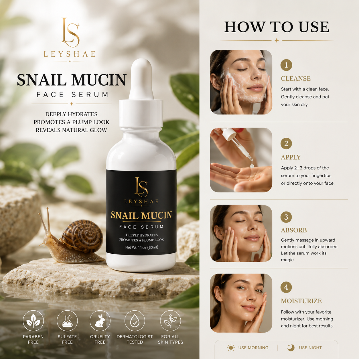 LEYSHAE Snail Mucin Face Serum