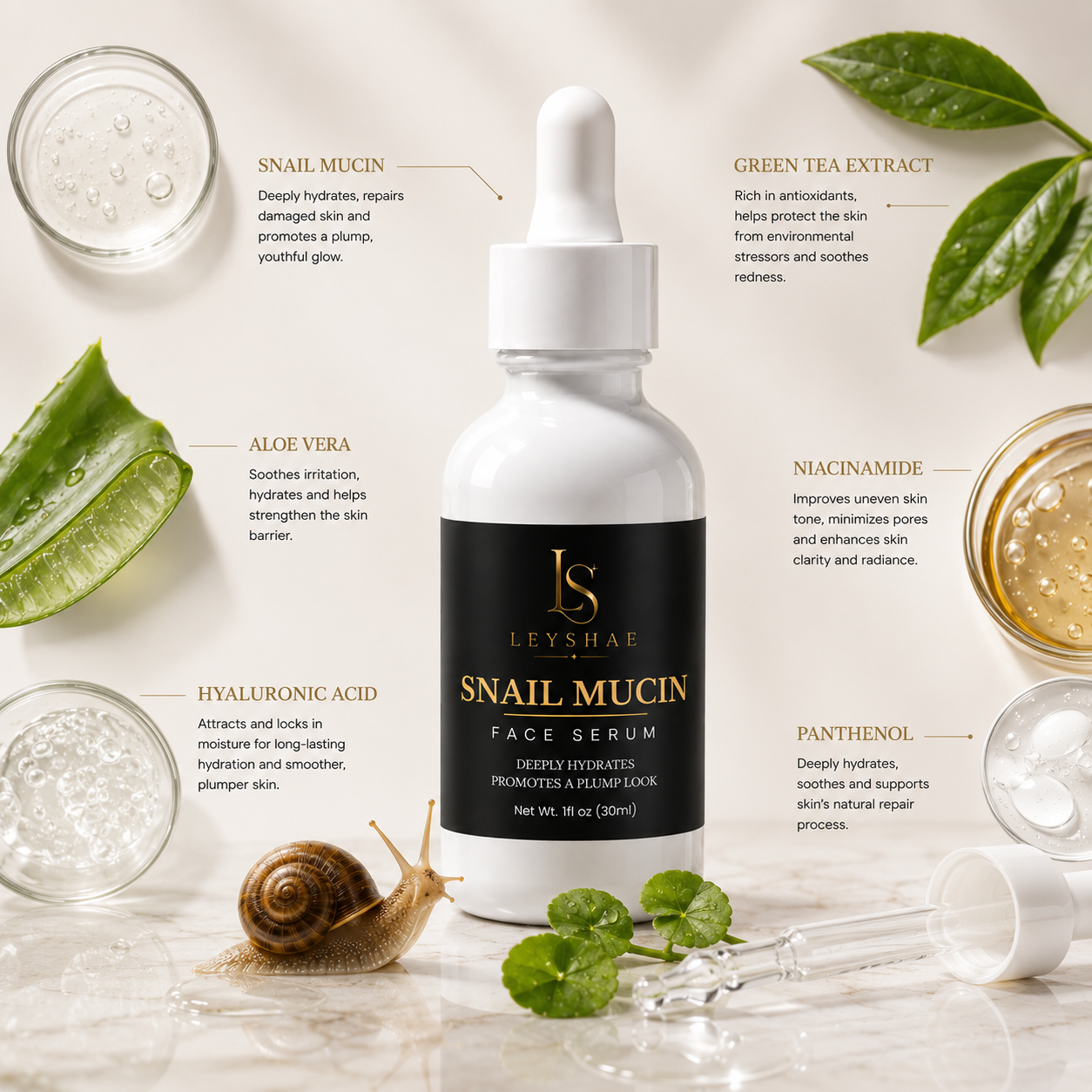 LEYSHAE Snail Mucin Face Serum